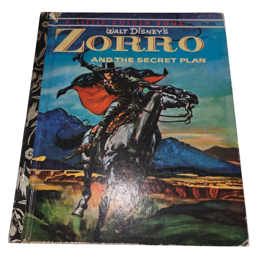 Vintage Walt Disney Zorro & The Secret Plan Little Golden Book D77 1974 AU
